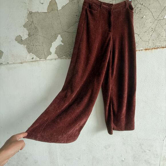 Industry Pants - Corduroy Wide Leg Pants Rust Vintage Inspired Fall Fit Indie Style Size 6